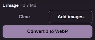 The Convert 1 to WebP button.