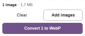 The Convert 1 to WebP button.
