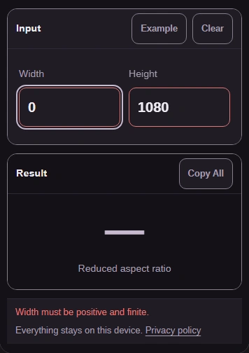 A zero Width is refused: dimensions must be positive.