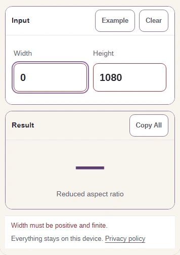 A zero Width is refused: dimensions must be positive.