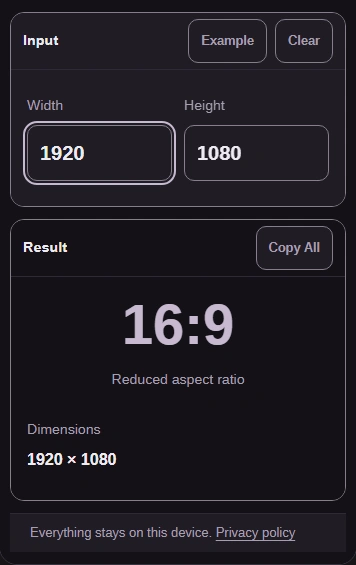 Replace Width 0 with 1920; the ratio returns automatically.