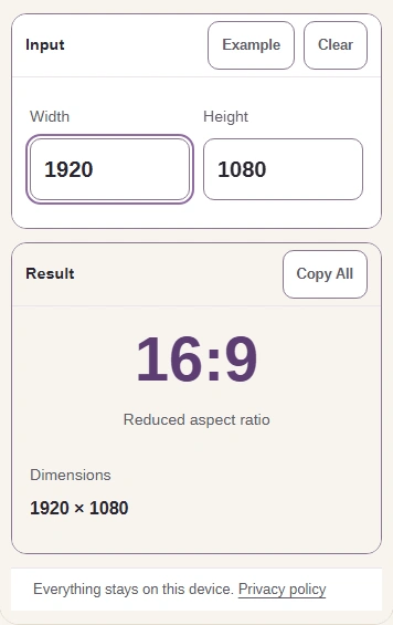 Replace Width 0 with 1920; the ratio returns automatically.