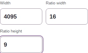 Inputs for the height calculation: width 4095, ratioWidth 16, ratioHeight 9.