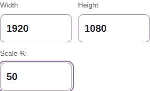 Inputs for the scale calculation: width 1920, height 1080, percent 50.