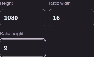 Inputs for the width calculation: height 1080, ratioWidth 16, ratioHeight 9.