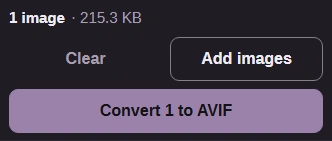 Choose Convert to make your AVIF copy.