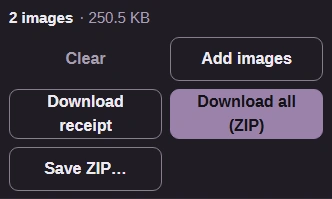 For a batch, Download all (ZIP) saves the AVIF copies together.