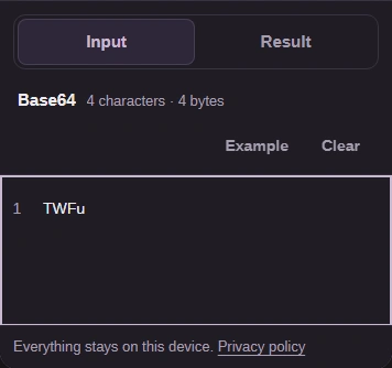 Phone Input view with TWFu and the Input and Result tabs.