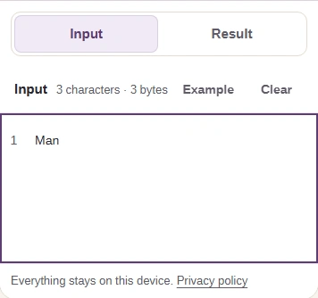 Phone Input view with Man and the Input and Result tabs.