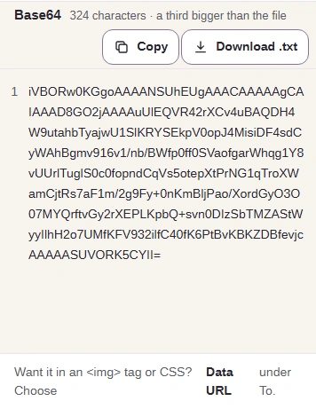 The Base64 result with its character count, Copy and Download .txt buttons.