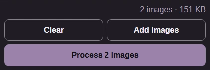 Process 2 images button for the demonstration files.