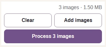 The Process 3 images button with Settings closed.