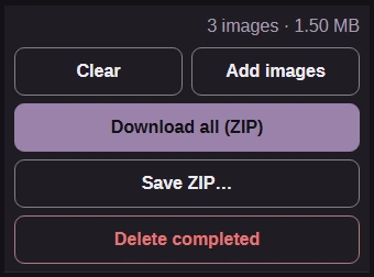 Save ZIP… beside Download all (ZIP) after the run.