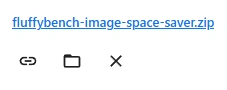 Desktop Chromium Downloads: fluffybench-image-space-saver.zip and Show in folder for the completed download.