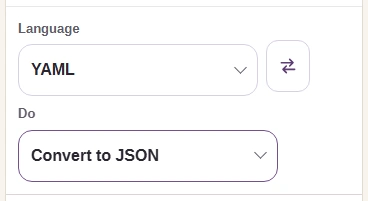 FluffyBench's YAML Language and Convert to JSON action.