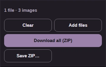 Download all ZIP button beside the completed extraction summary.