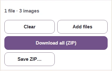Download all ZIP button beside the completed extraction summary.