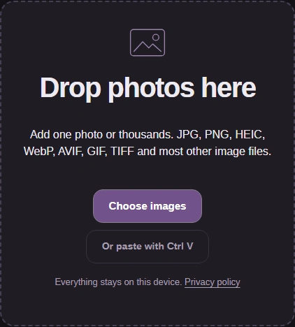 Image Space Saver intake with Choose images.