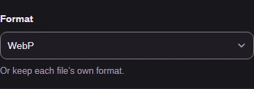Format set to WebP.