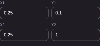 Easing fields X1 0.25 Y1 0.1 X2 0.25 Y2 1, matching the labelled curve.