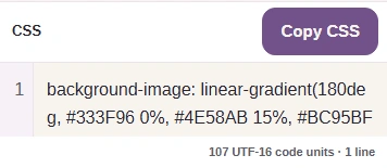 Copy CSS beside the five-stop sunset background-image declaration.
