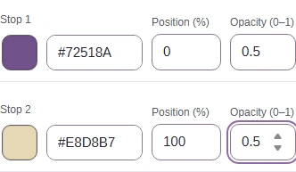 Both gradient stops with Opacity set to 0.5.