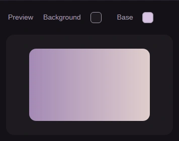 Partly transparent gradient over the preview Base color.