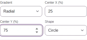 Radial controls with Circle and a center at 25 percent X, 75 percent Y.