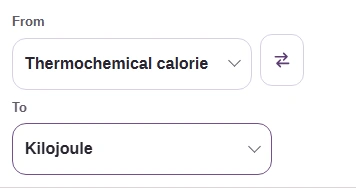 From Thermochemical calorie and To Kilojoule.
