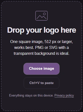 The empty icon workspace with its Choose image button.