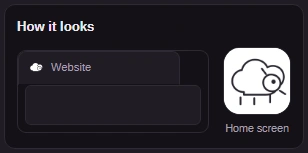 How it looks: the tab icon in a browser tab and the Home Screen icon.