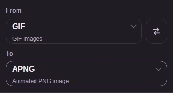 From set to GIF and To set to APNG.