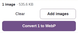 Convert 1 to WebP button under the chosen animation.
