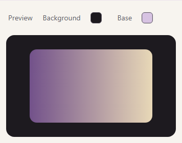 The Gradient preview with separate Background and Base color controls above the purple-to-cream sample.
