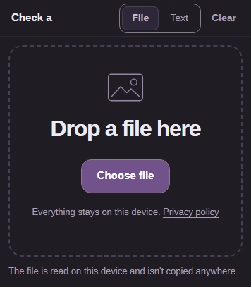File tab and Choose file button in FluffyBench Hash Checksum.