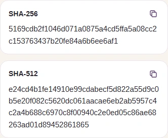 The two completed checksums for photo-upload-waterfall.jpg.