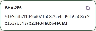 Completed SHA-256 digest with its Copy button.