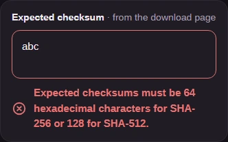 A three-character reference is refused with the checksum length message.