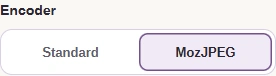 MozJPEG selected in the Encoder choices.