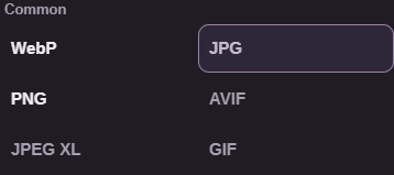 The To picker offers JPG, PNG and WebP.