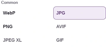 The To picker offers JPG, PNG and WebP.