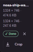 The completed photo shows its output size and Download.