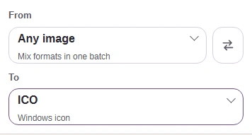 To format picker before switching the ICO output to PNG.