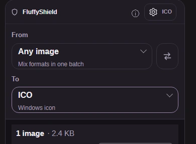 ICO in the To picker, with the Settings button above.