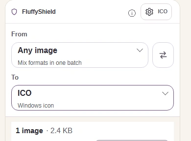 ICO in the To picker, with the Settings button above.