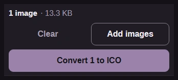 Convert 1 to ICO button ready above the source image.