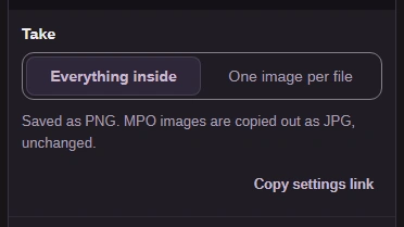 Take set to Everything inside in FluffyBench Image extractor.