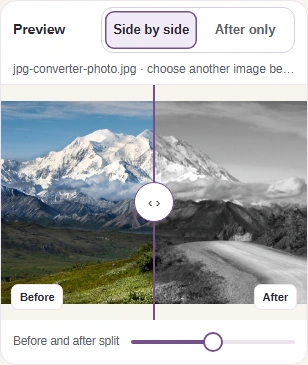 Compare the original and adjusted preview with Side by side.