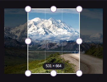 Move the selection to keep your subject; drag a corner to change how much stays.