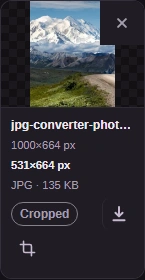 Check the cropped preview, dimensions and file size before downloading. Keep your original until you’ve checked the saved copy.